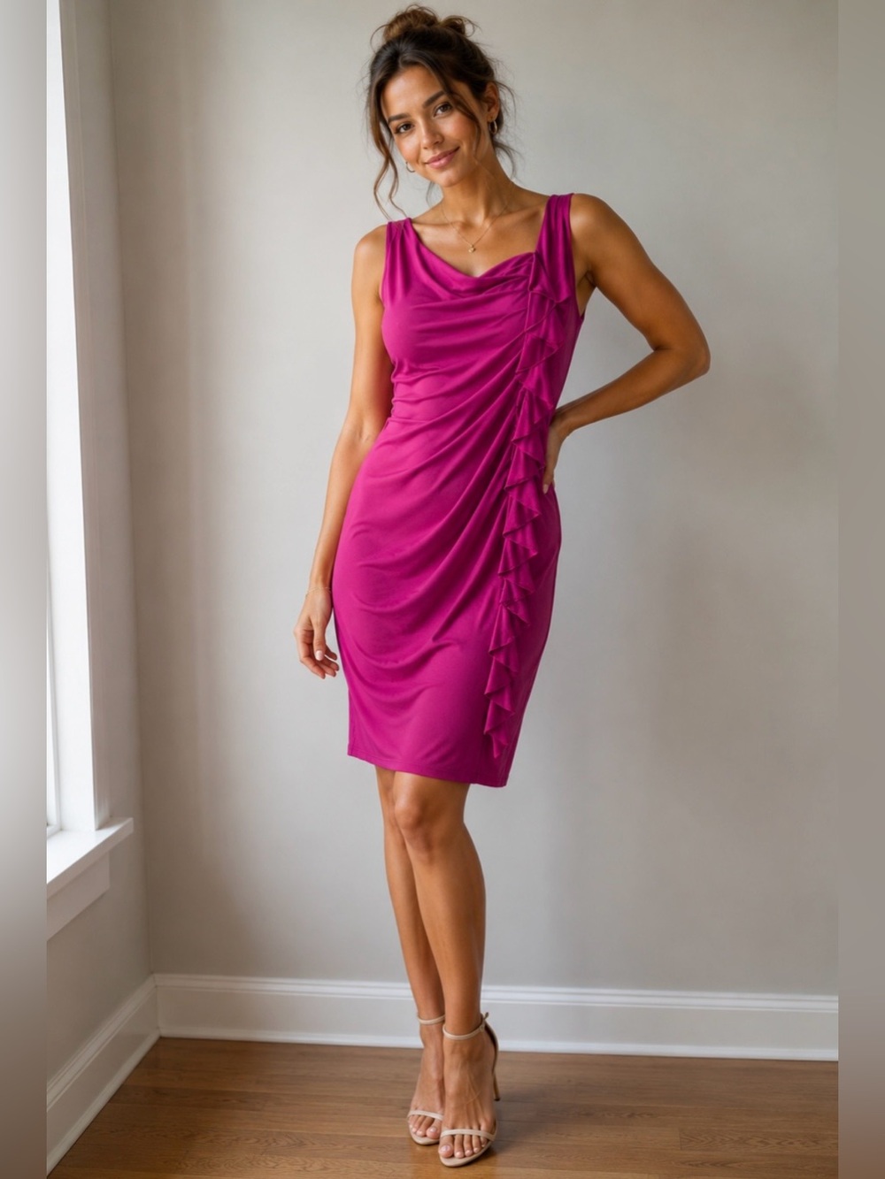 dressbarn Bright Magenta Sleeveless Dress, SZ 12